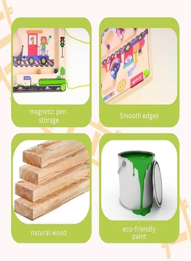 Braintastic لعبة ألغاز لوحة المتاهة المغناطيسية الملونة والمرقمة من براينتاستيك، هدية تعليمية وترفيهية للأطفال الصغار في أعياد ميلادهم (متاهة القطار) - Image 5